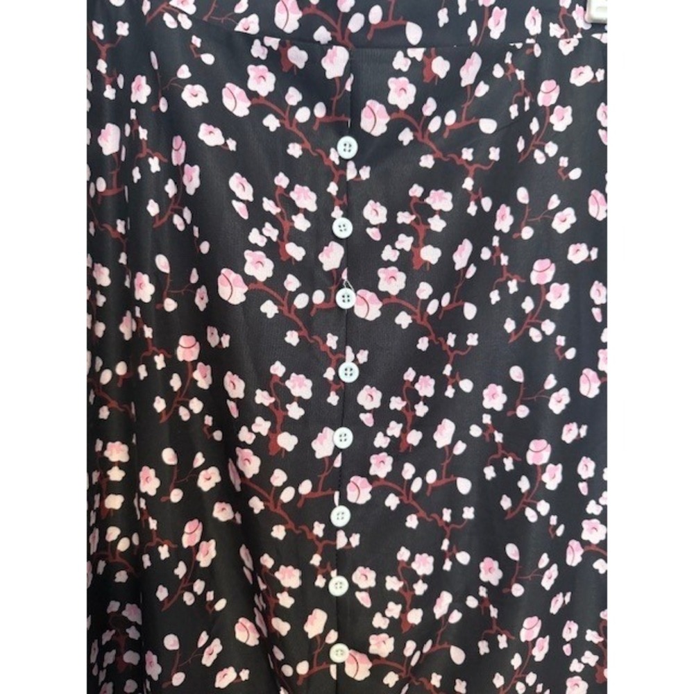 NWOT-Floral/Border Button Front‎ Black Maxi Skirt Boho High Waisted Print 2XL - Picture 4 of 5